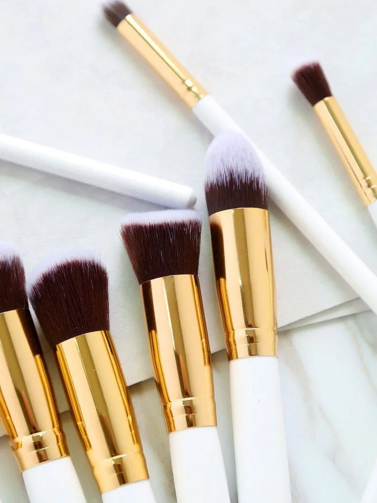 10PCS White Professional Makeup Brush Set