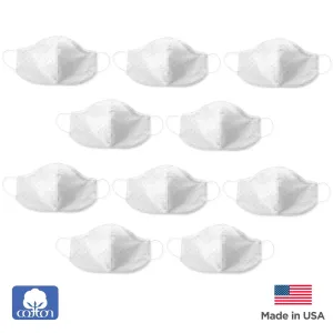 2-Layer Woven Soft Brushed Cotton Face Mask, Polka Dots, Sterling, Made in USA - 10 Pack