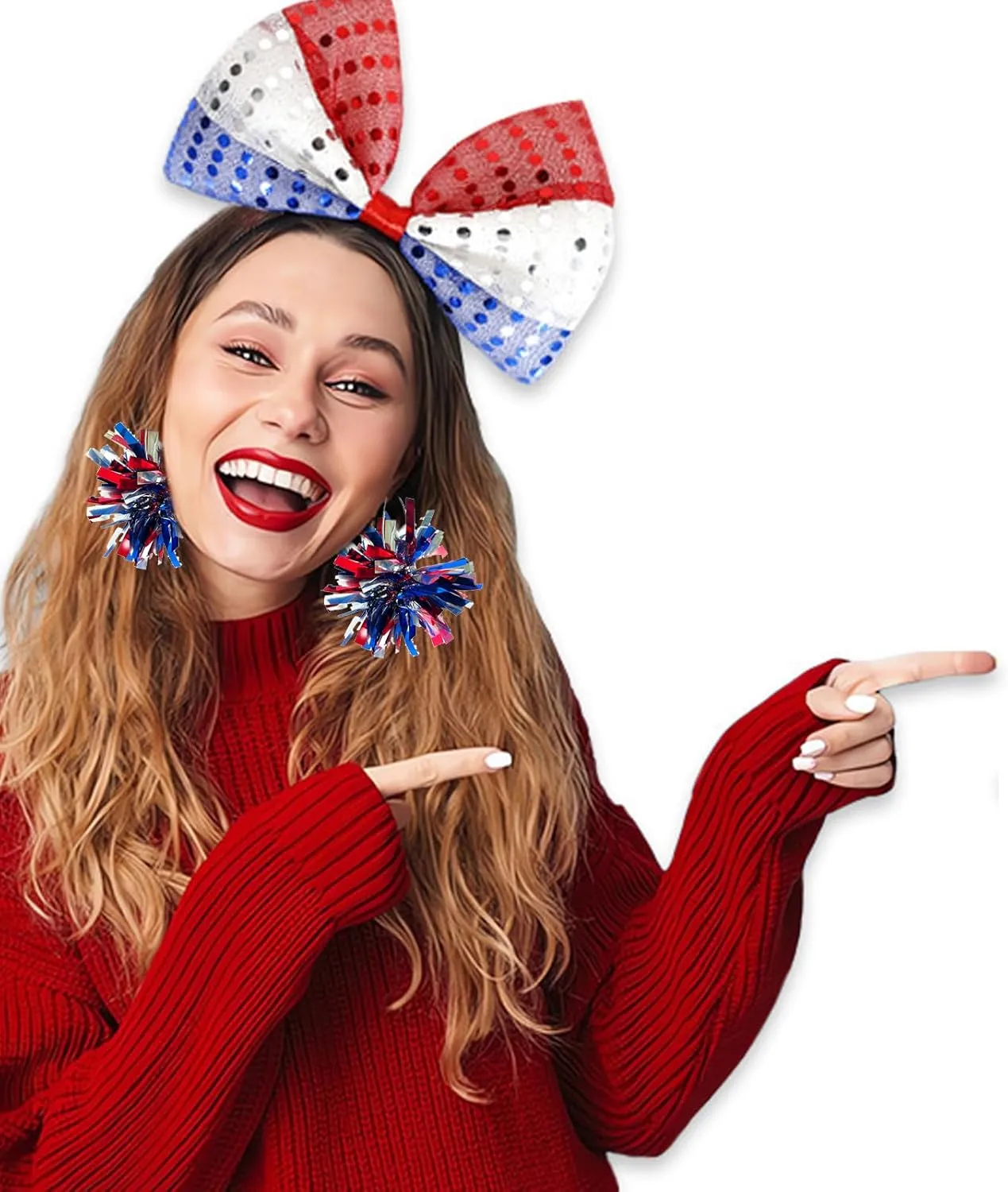 4th of July Earrings Accessories Independence Day Patriotic Earrings Red White and Blue USA Star Flag Dangle Drop Earring Jewelry 4th of July Shirts Outfits for Women