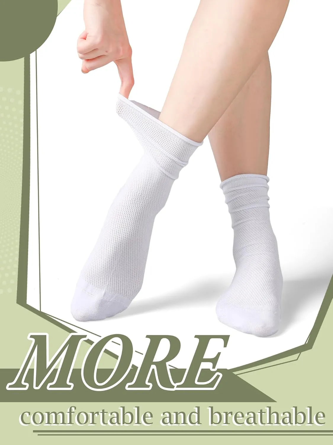 5 Pairs Summer Mesh Crew Sock Women Cotton Sock Soft Cotton Bootie Women Scrunch Roll Dress Gift
