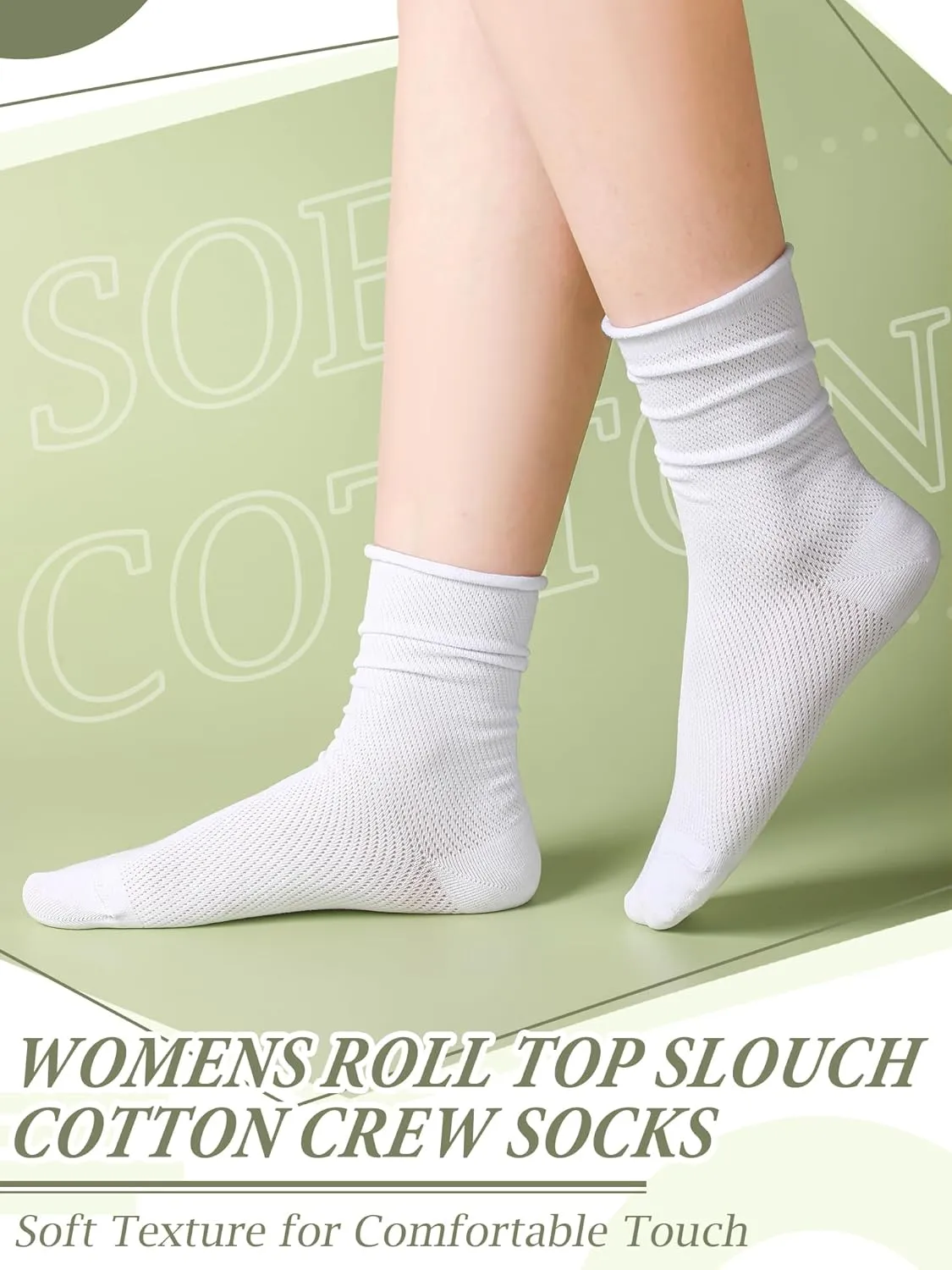 5 Pairs Summer Mesh Crew Sock Women Cotton Sock Soft Cotton Bootie Women Scrunch Roll Dress Gift