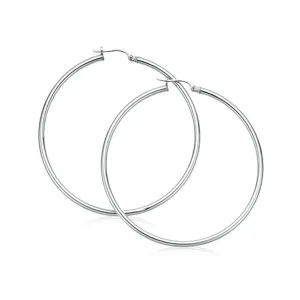 9ct White Gold 45mm Polished Hoop Earrings