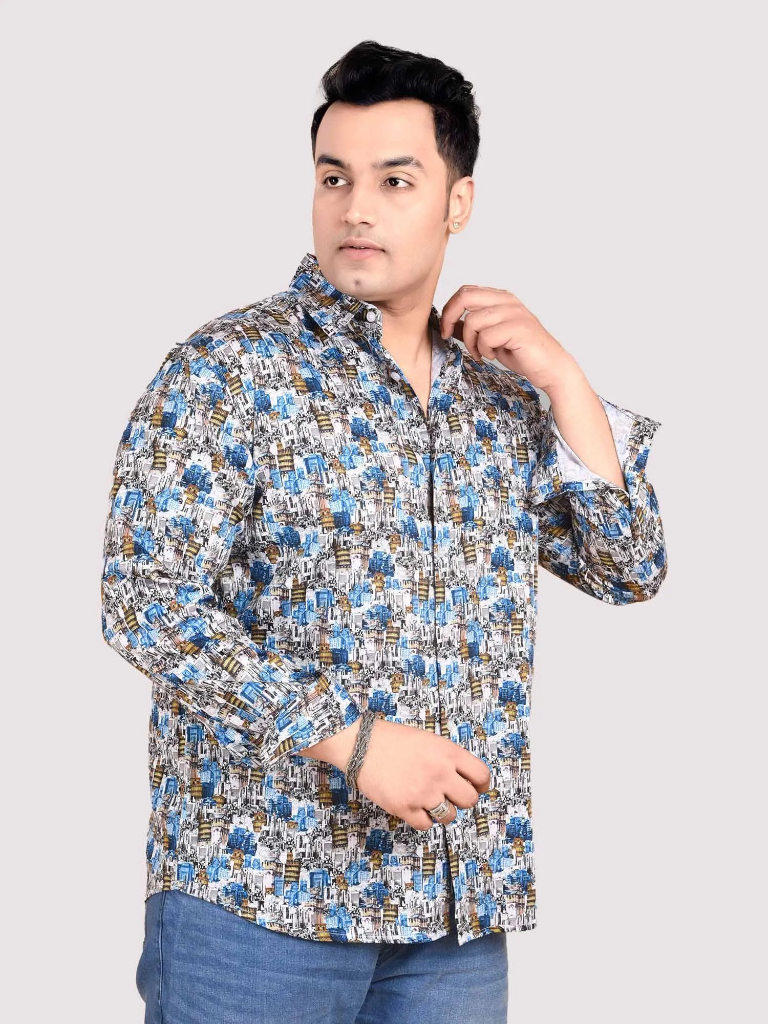 Abstract Printed Cotton Full sleeve Men's Plus size