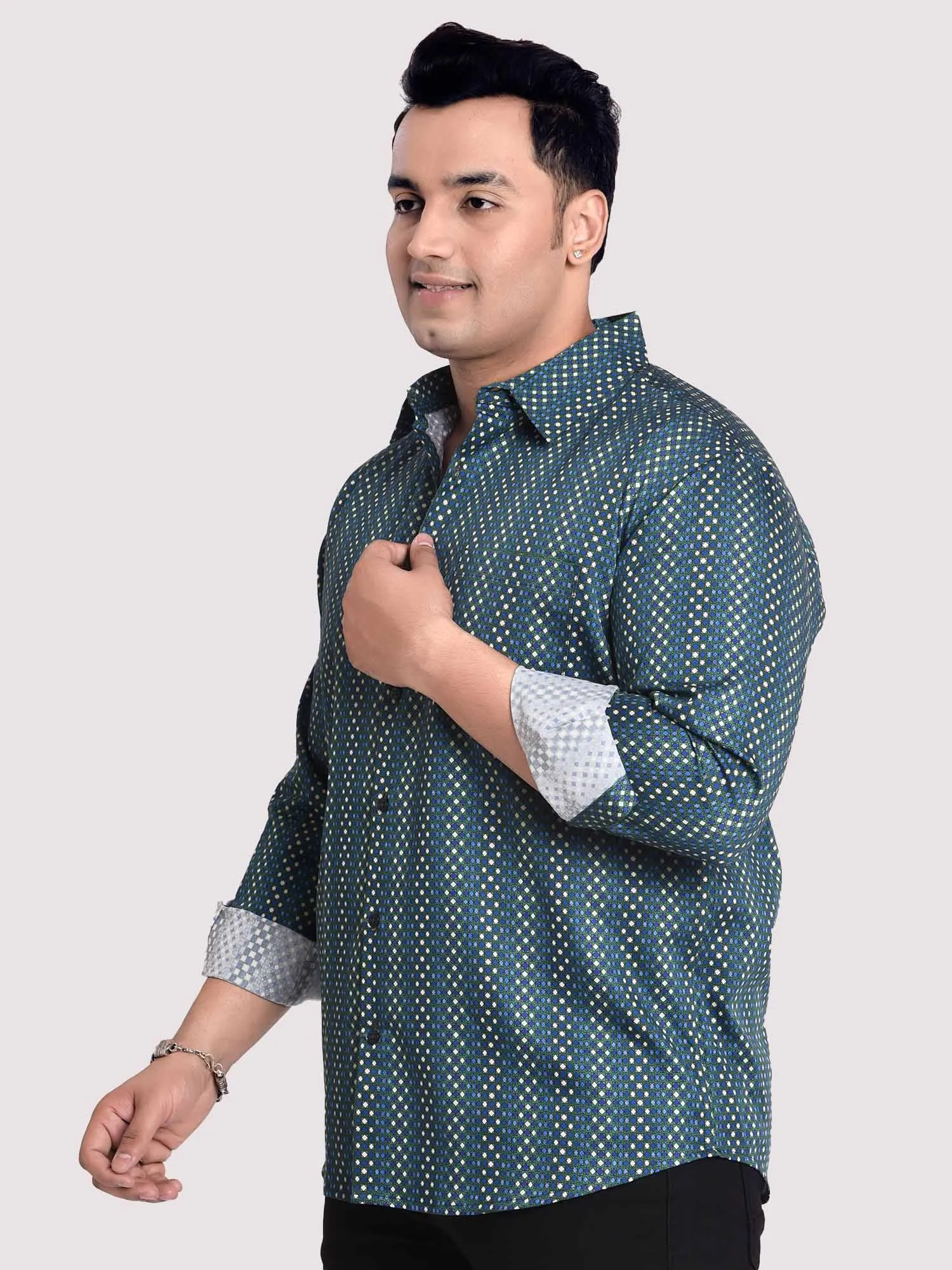 Alternate Checks Digital Printed Shirt Men's Plus Size