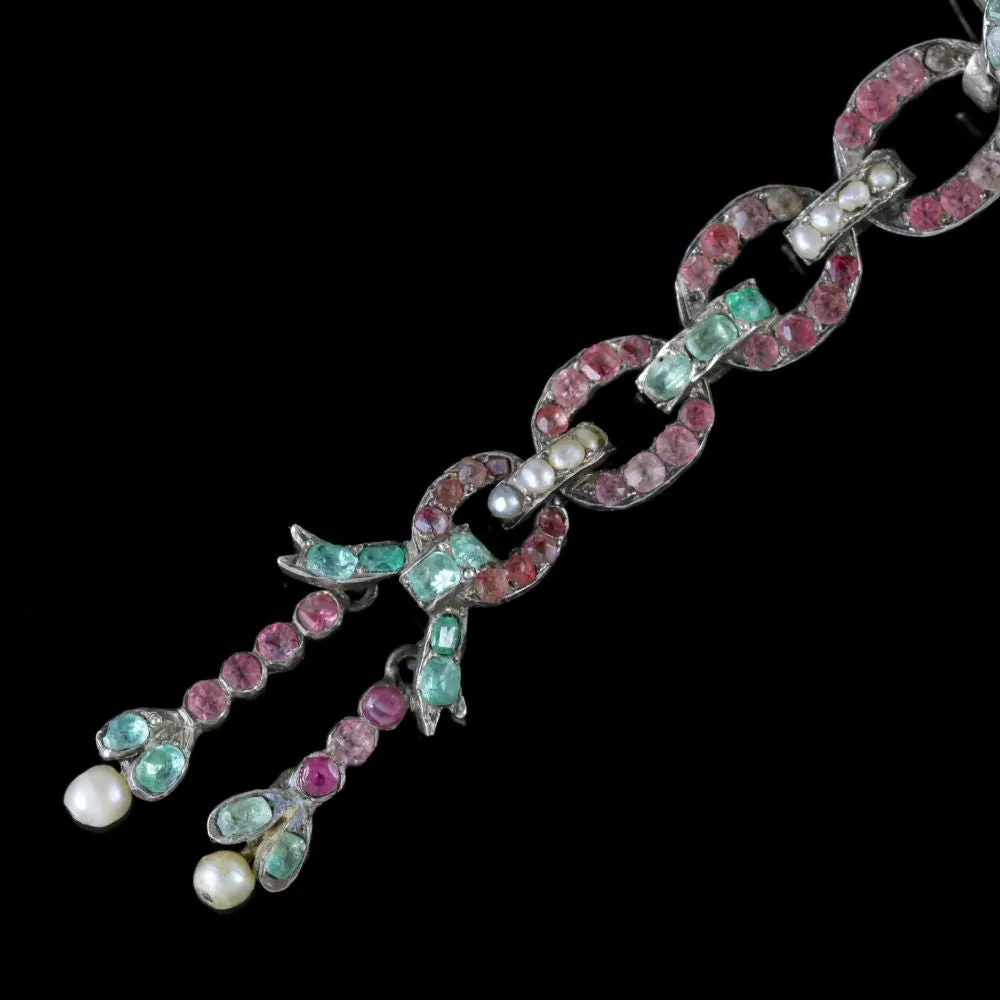 Antique French Suffragette Brooch Silver Emerald Pearl Circa 1910