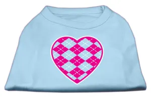 Argyle Heart Pink Screen Print Shirt Baby Blue XL (16)