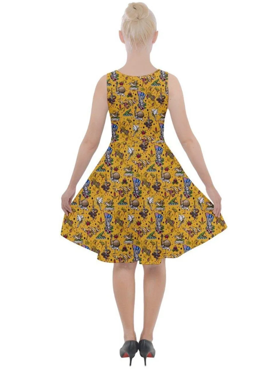 Aussie Fauna Knee Length Skater Dress With Pockets