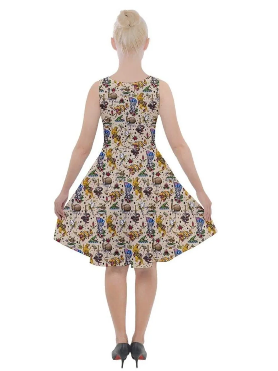 Aussie Fauna Knee Length Skater Dress With Pockets