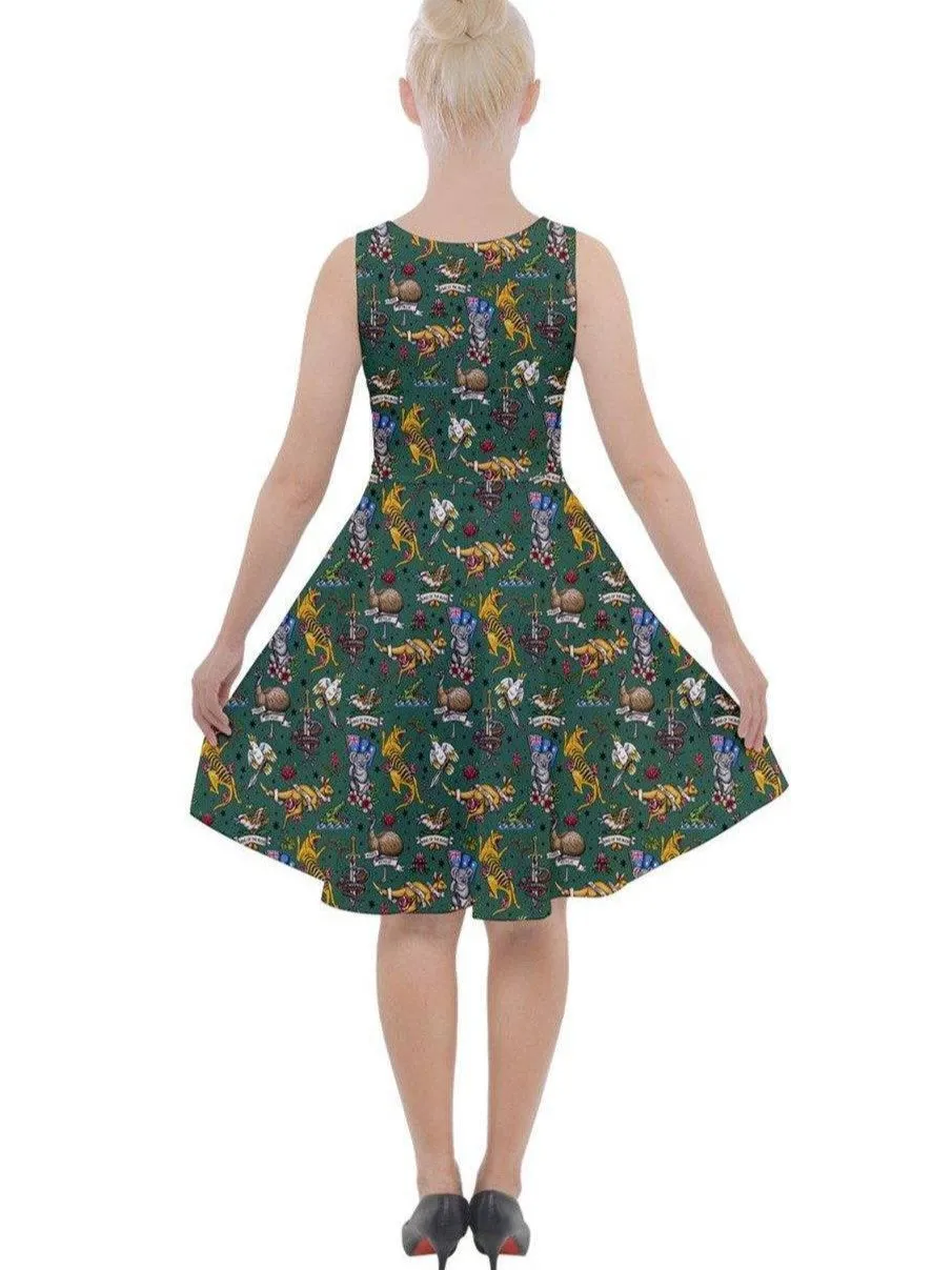 Aussie Fauna Knee Length Skater Dress With Pockets