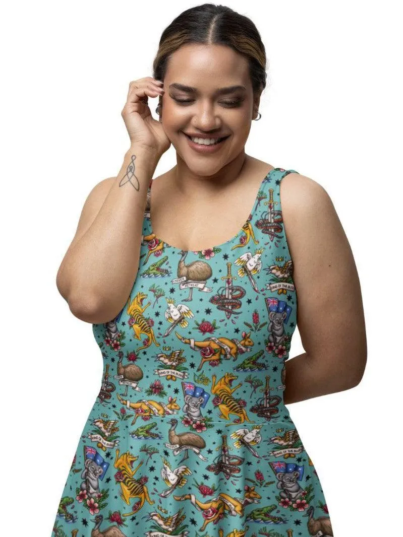 Aussie Fauna Knee Length Skater Dress With Pockets