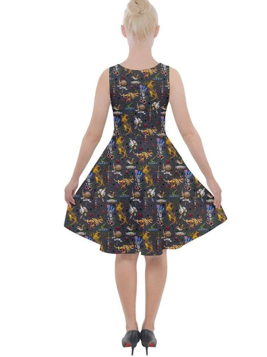 Aussie Fauna Knee Length Skater Dress With Pockets