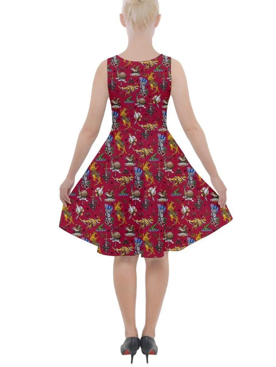Aussie Fauna Knee Length Skater Dress With Pockets