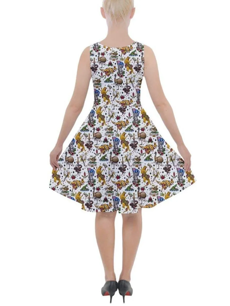 Aussie Fauna Knee Length Skater Dress With Pockets