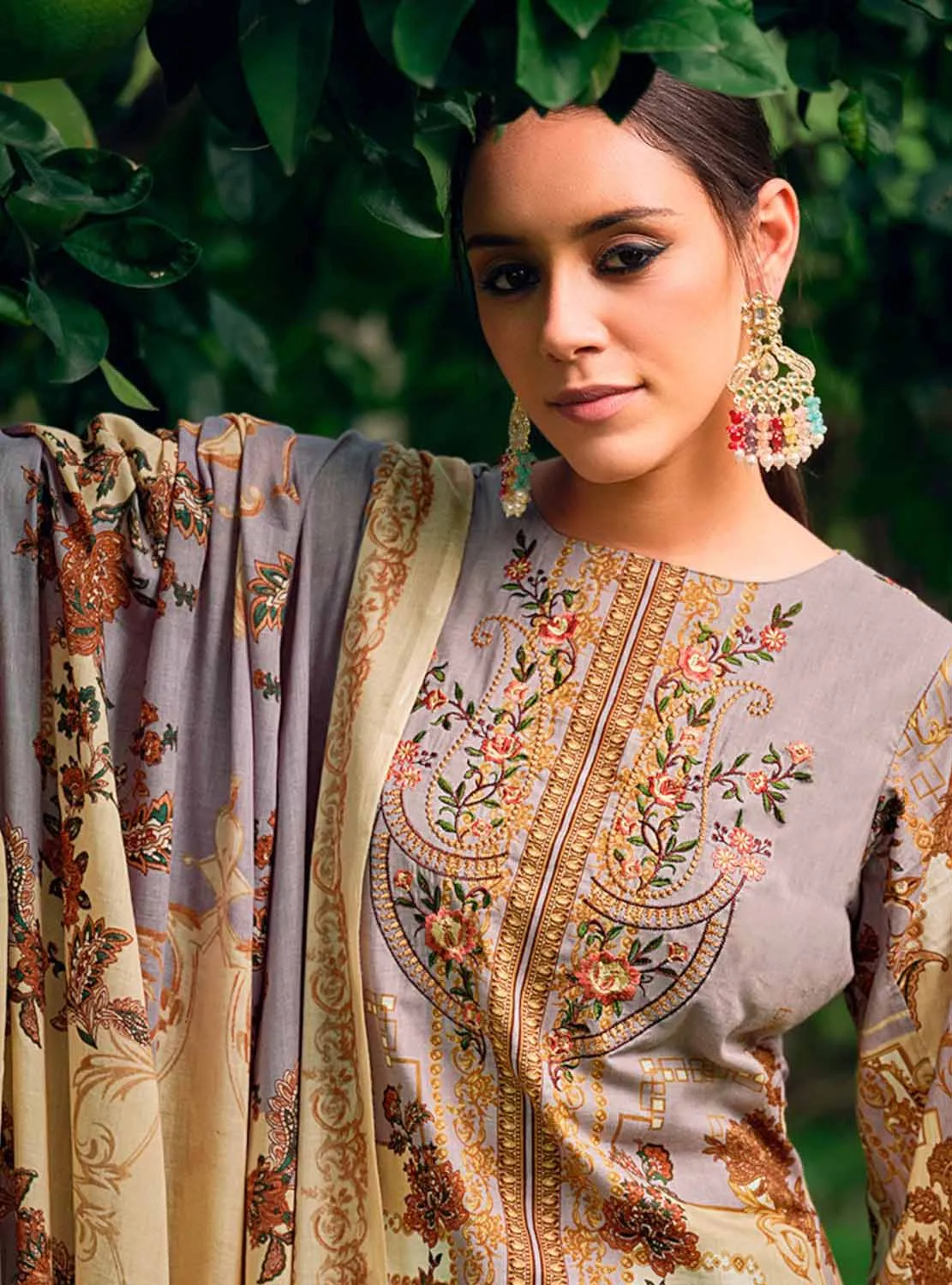 Belliza Pakistani Print Unstitched Women Cotton Salwar Suits Set