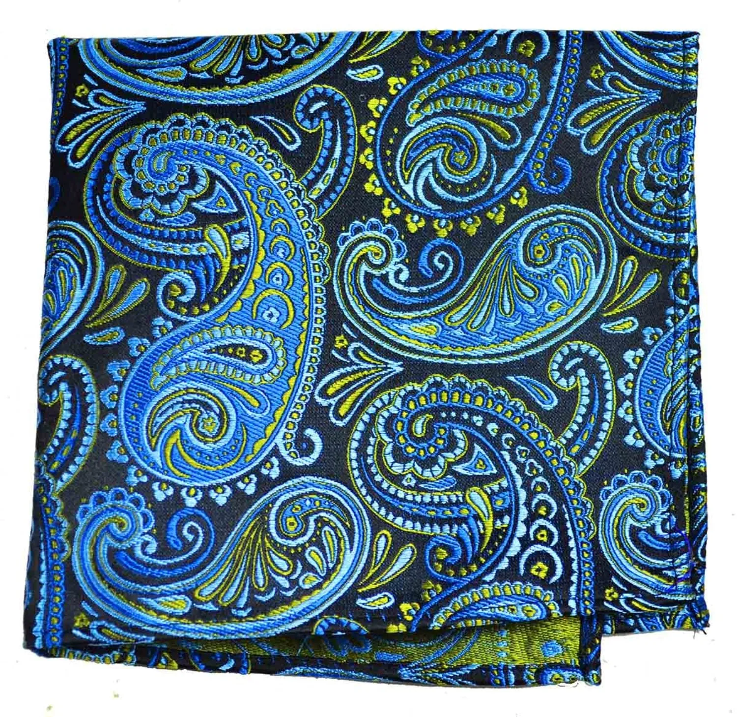Blue and Lime Paisley Silk Tie by Paul Malone