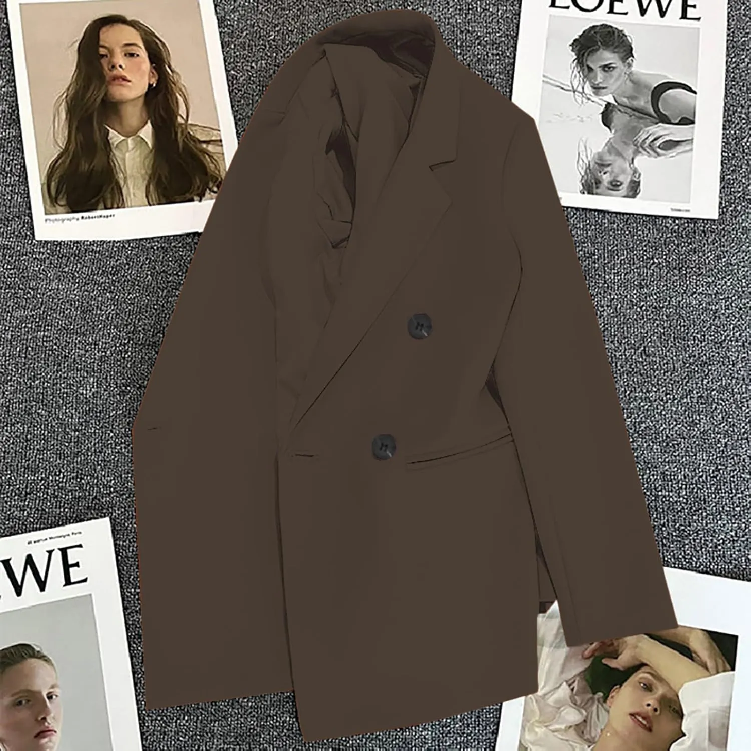 Business Casual Suit Jackets for Women Lapel Collar Work Office Blazer Jacket Lightweight Open Front Button Cardigan