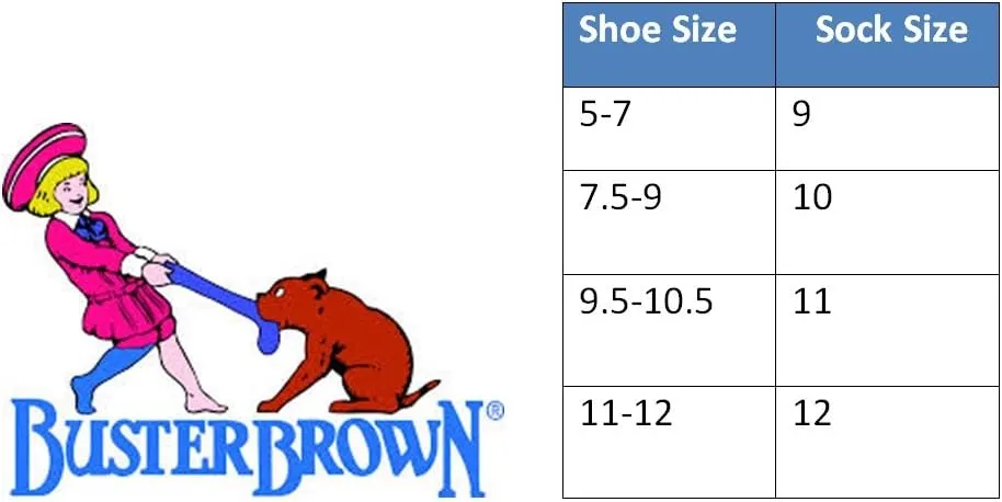 Buster Brown - 100% Cotton - Elastic Free Socks - 3 Pairs