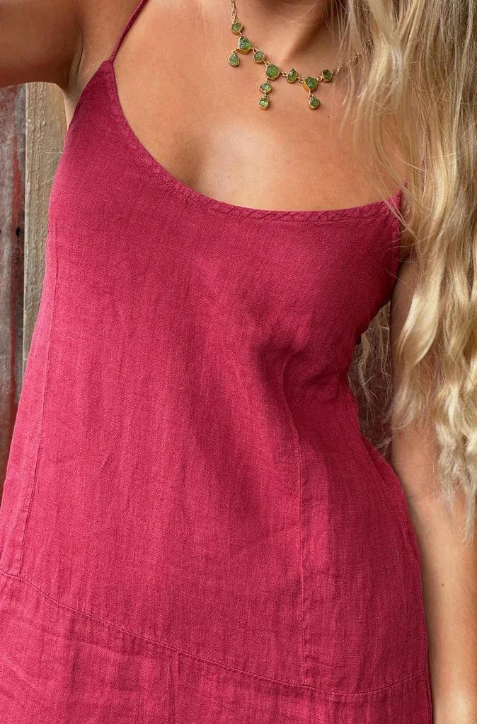 By Basics Linen Dress in Earth Red