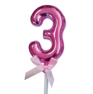 Cake Topper Number '3' - Pink