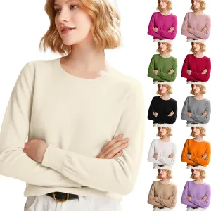 Cashmere Sweaters for Women Cozy Long Sleeve Crew Neck Pullover Tops Lightweight Knit Wool Sweater Winter Outfits
