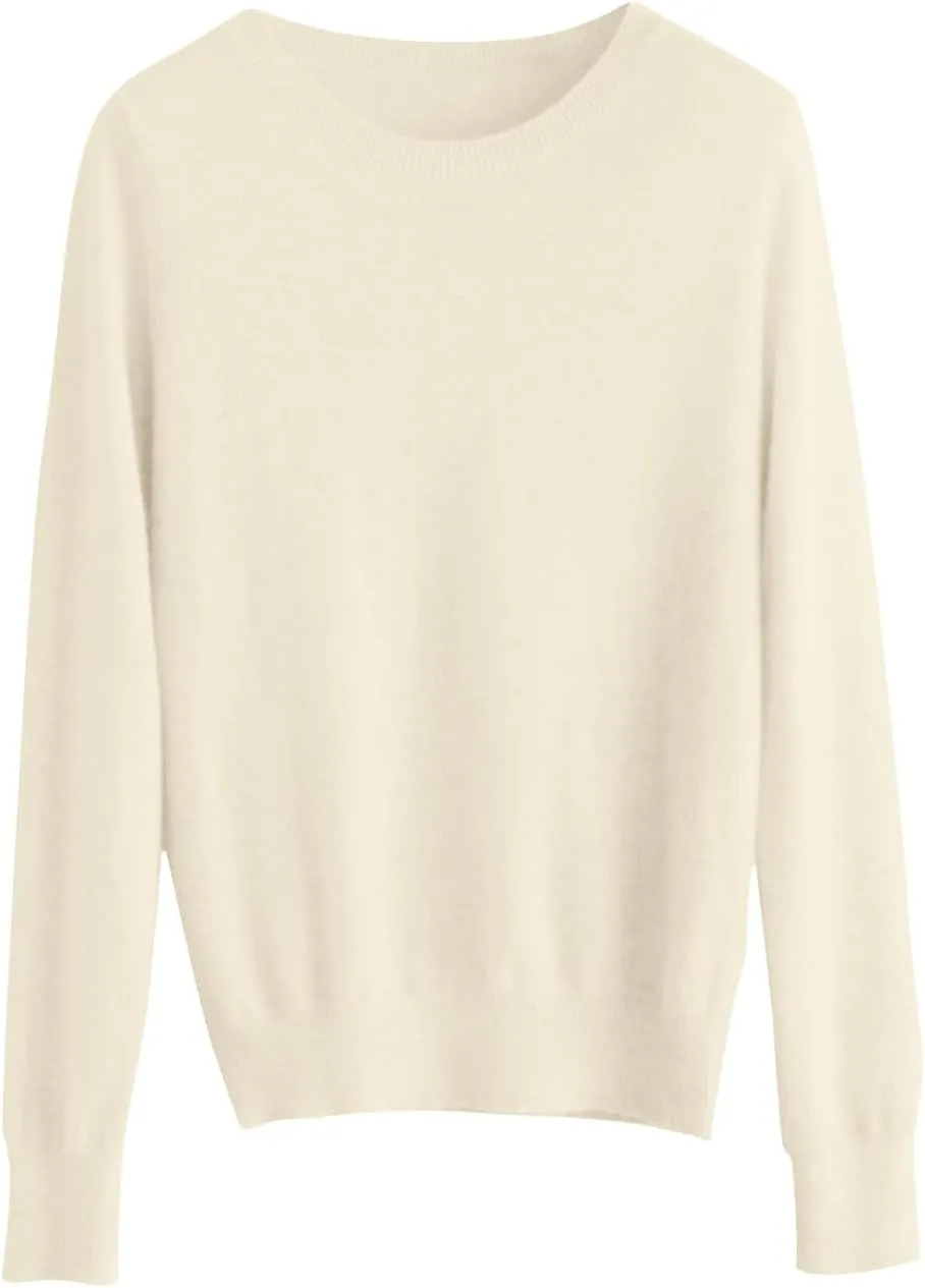 Cashmere Sweaters for Women Cozy Long Sleeve Crew Neck Pullover Tops Lightweight Knit Wool Sweater Winter Outfits