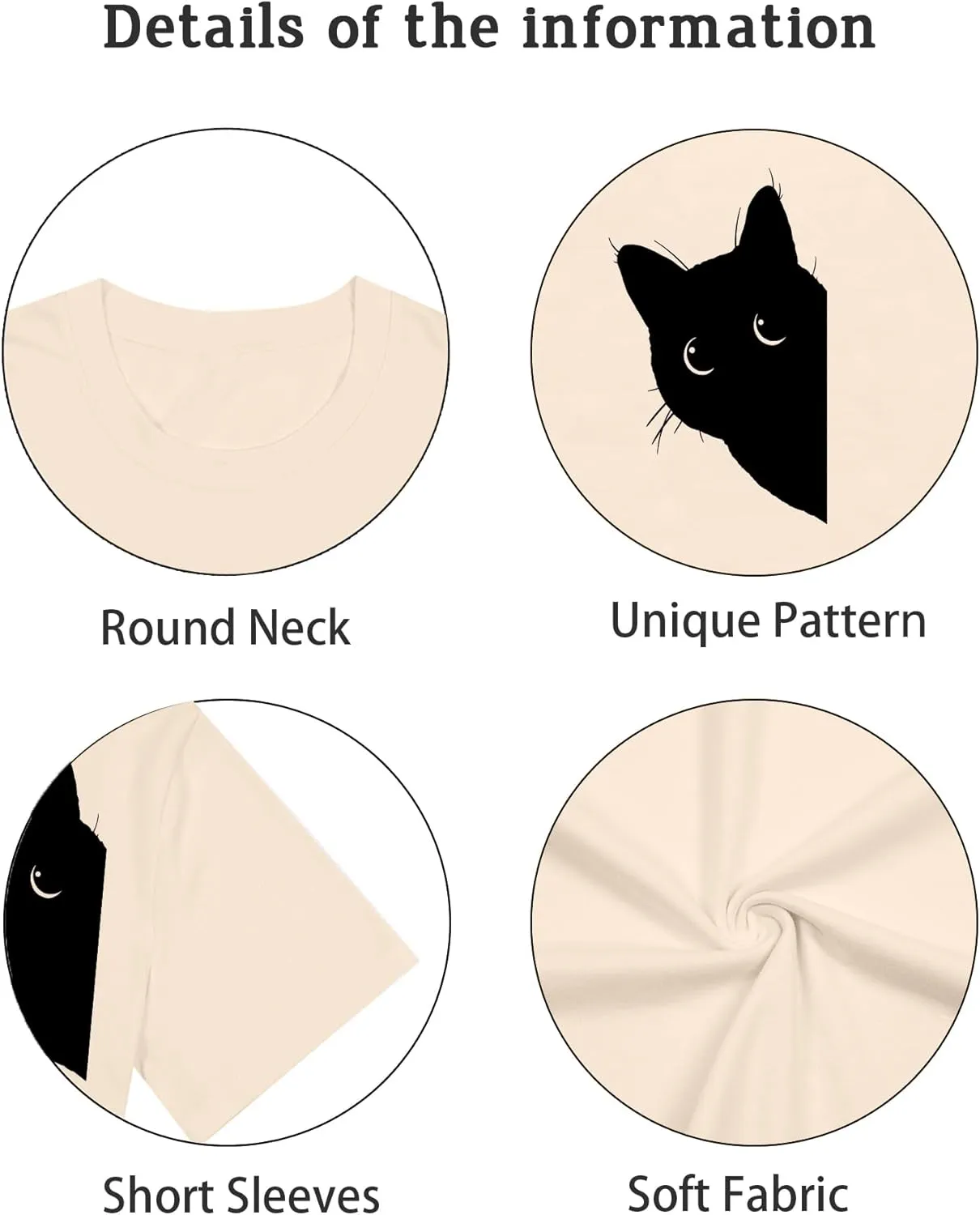 Cat Shirts for Women Black Cats Tshirt Animal Shirt Teen Girl Graphic Tops Casual Short Sleeve Clothes