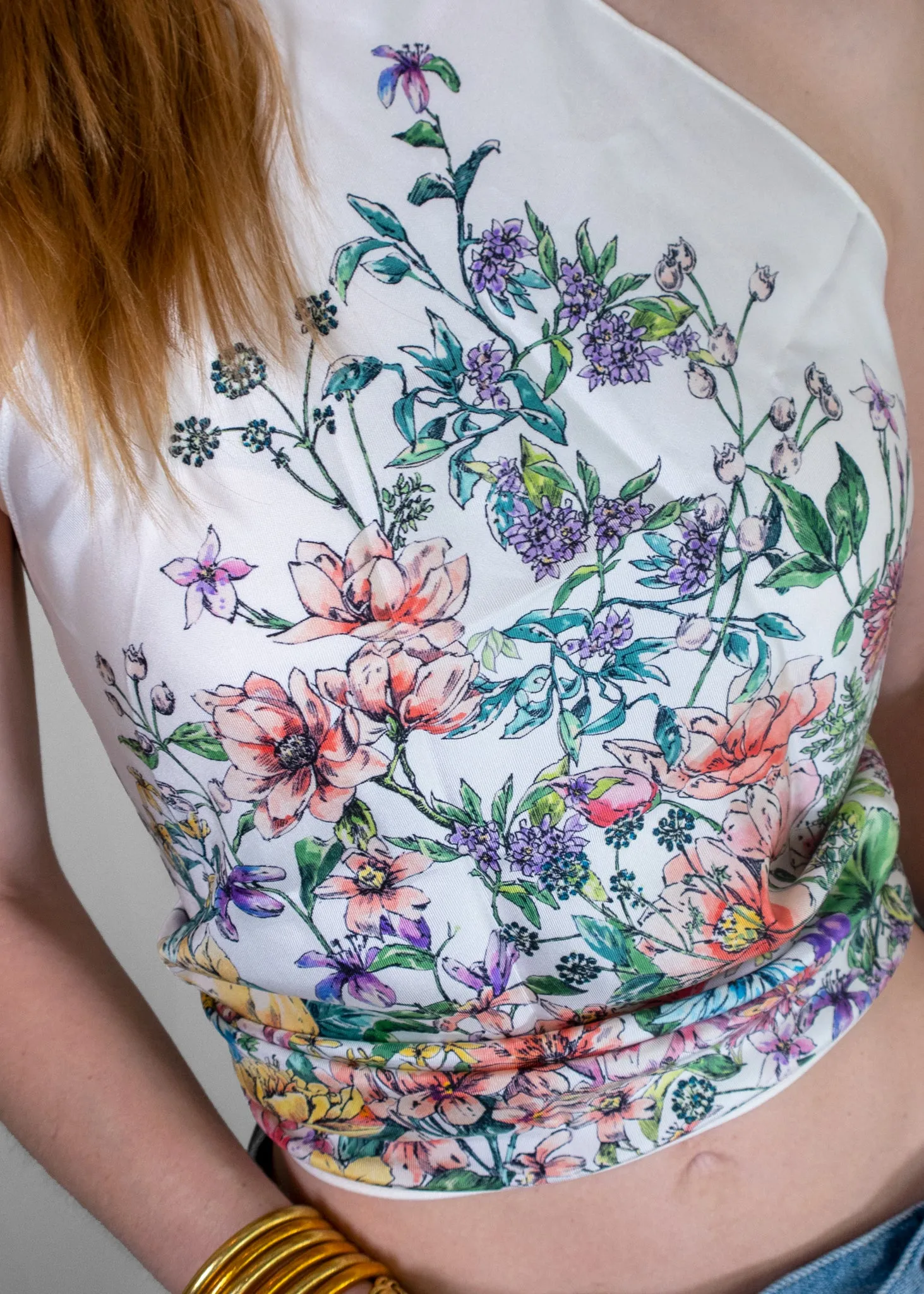 Christian Dior Silk D'floral White Halter Top