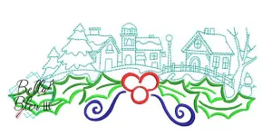 Christmas Village #1 bean satin stitch machine embroidery design