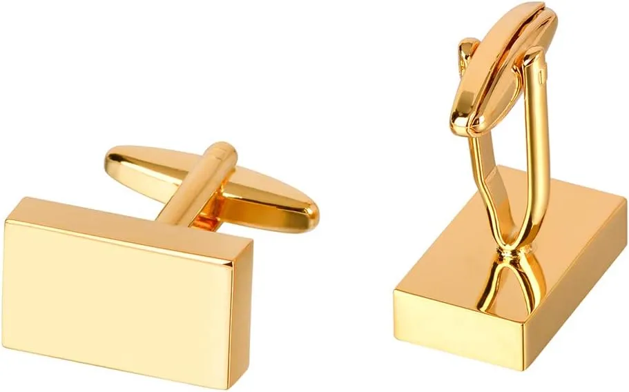 Classic Gold/Silver/Black Tone Blank Cufflinks for Mens Unique French Shirt Cuff Gift