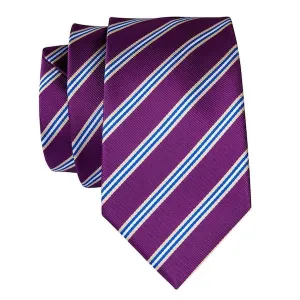 Classy Men Purple Striped Silk Necktie