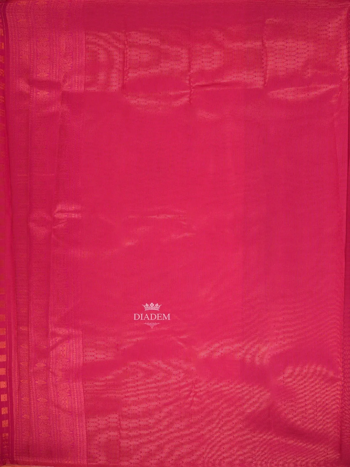 Coral Art Silk Saree with Paisley and Stripes Pattern on the Body with Designed Border