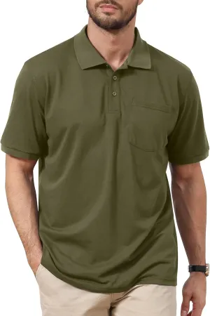Corna Cotton Blend Men's Polo Shirts Short Sleeve Casual Stylish Solid Performance Dry Fit Golf Shirts for Men