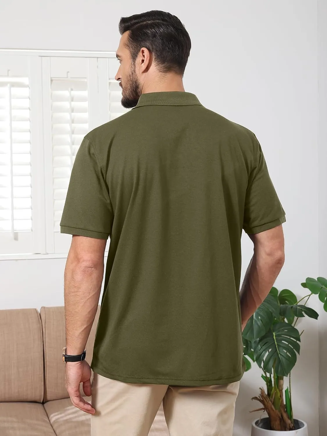 Corna Cotton Blend Men's Polo Shirts Short Sleeve Casual Stylish Solid Performance Dry Fit Golf Shirts for Men