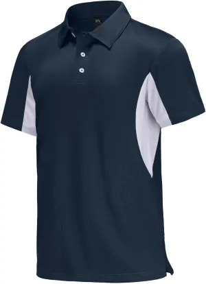 Corna Men's Short Sleeve Polo Shirts L-5XL, UPF 50  Moisture Wicking Casual Performance Dry Fit Golf Shirts