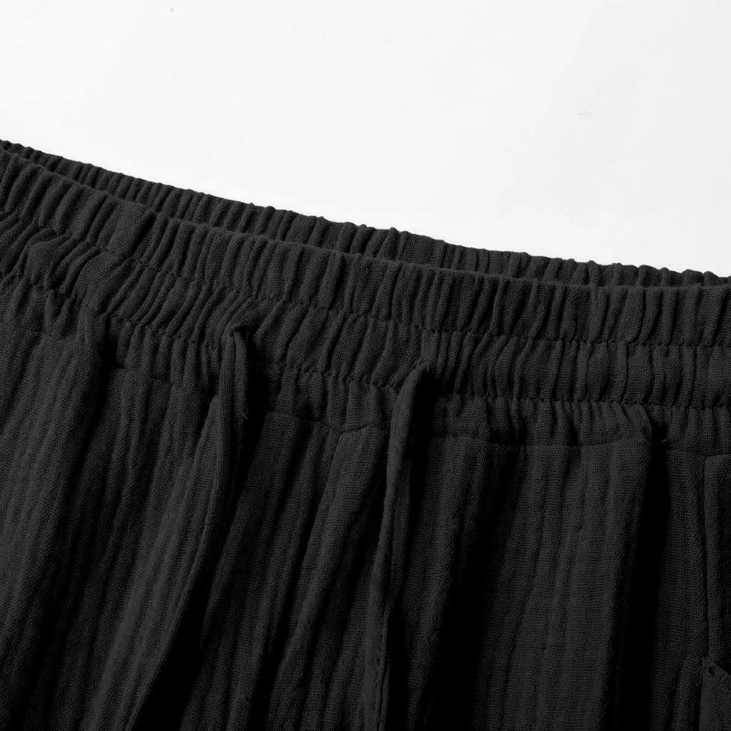 Cotton Linen Capri Pants Women 2025 Summer Casual Capris Wide Leg High Waist Drawstring Cropped Trousers with Pockets