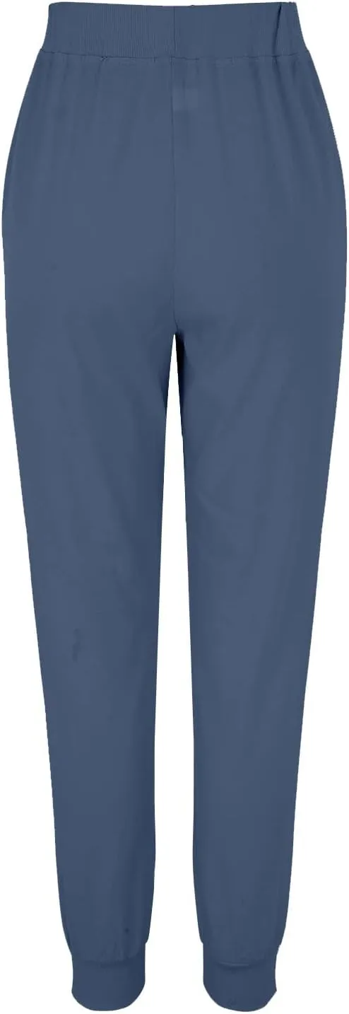 Cotton Linen Pants Women Summer Elastic High Waist Casual Yoga Pants Comfy Lightweight Tapered Joggers with Pockets