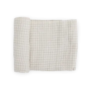 Cotton Muslin Swaddle Blanket - Tan Gingham