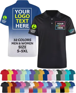Custom Polo Shirts for Men Women Design Your Own Text Logo Golf Shirt Personalized Customized Polo Shirts for Business Black