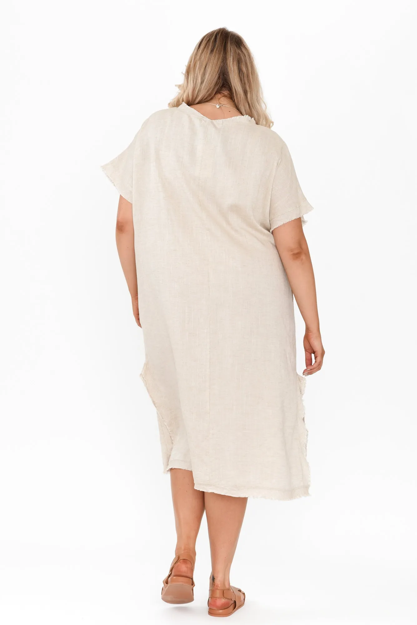 Darlene Beige Linen Blend Dress