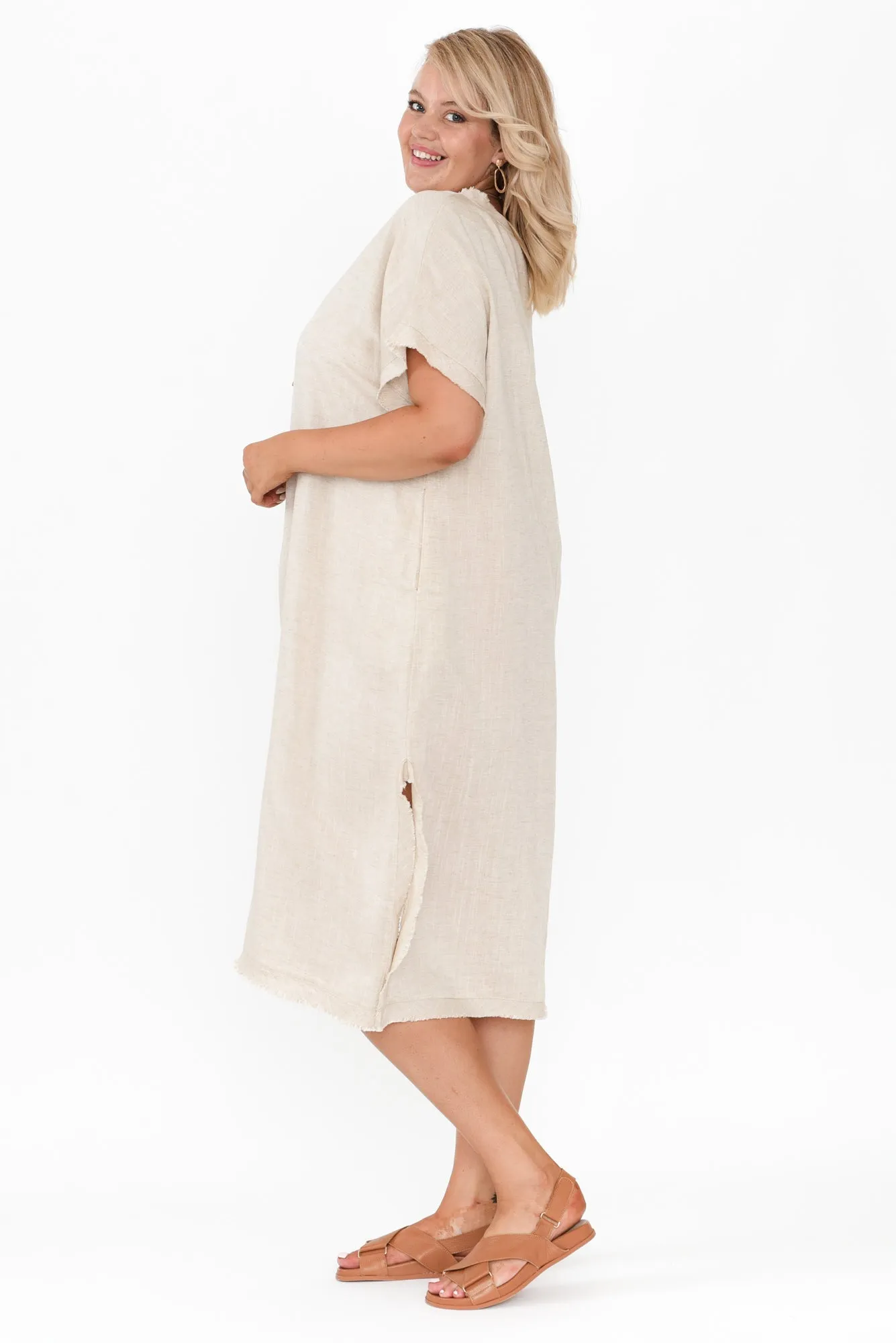 Darlene Beige Linen Blend Dress