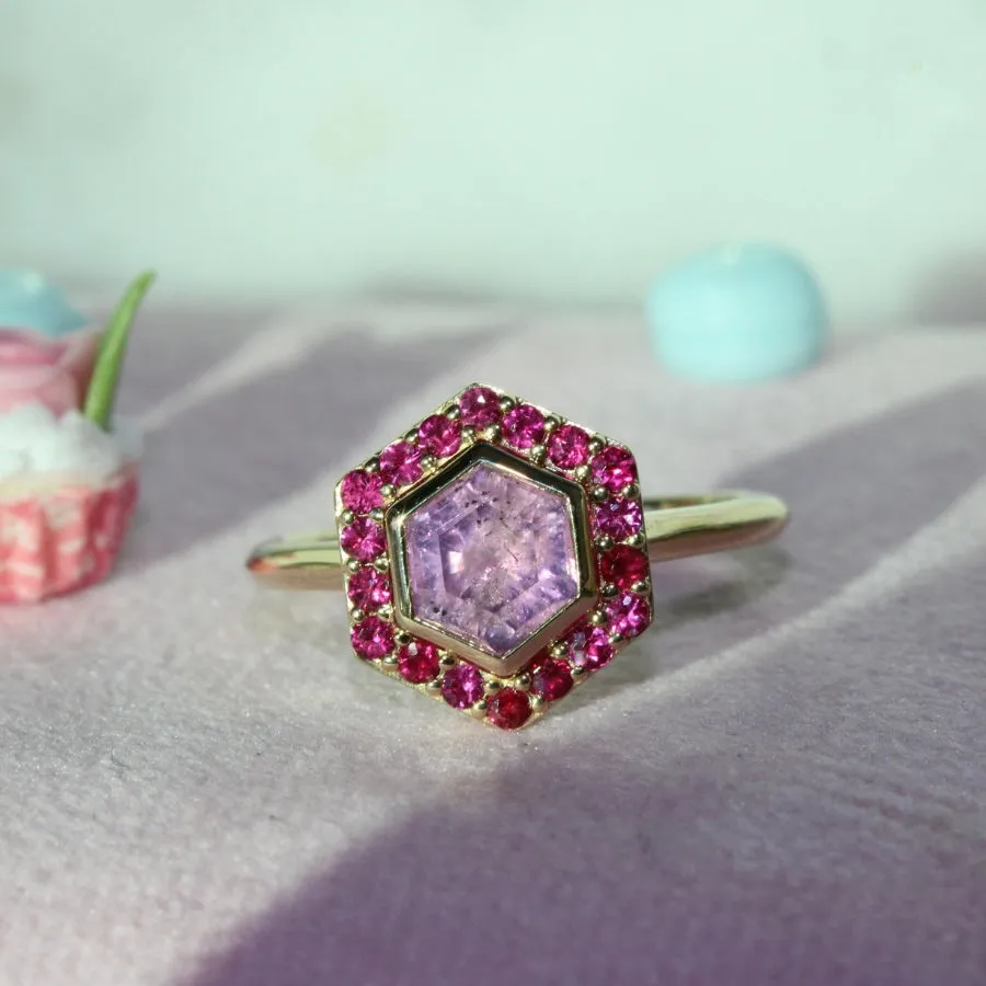 Diana Pink Hexagon Cut Sapphire Ring