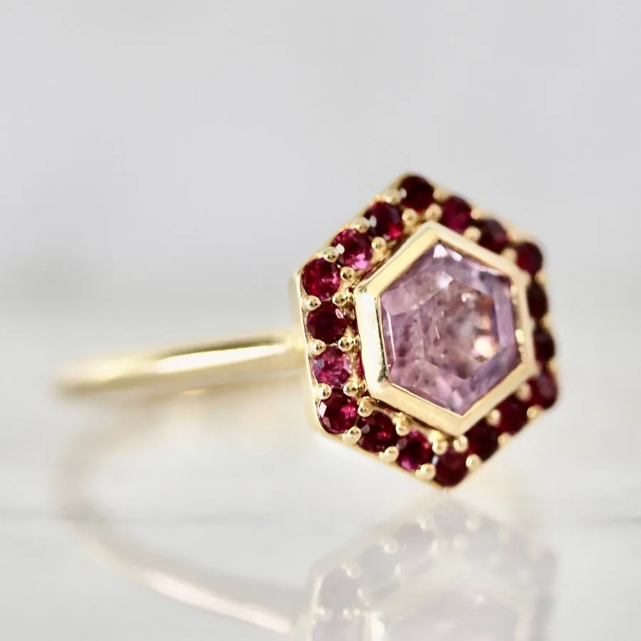 Diana Pink Hexagon Cut Sapphire Ring