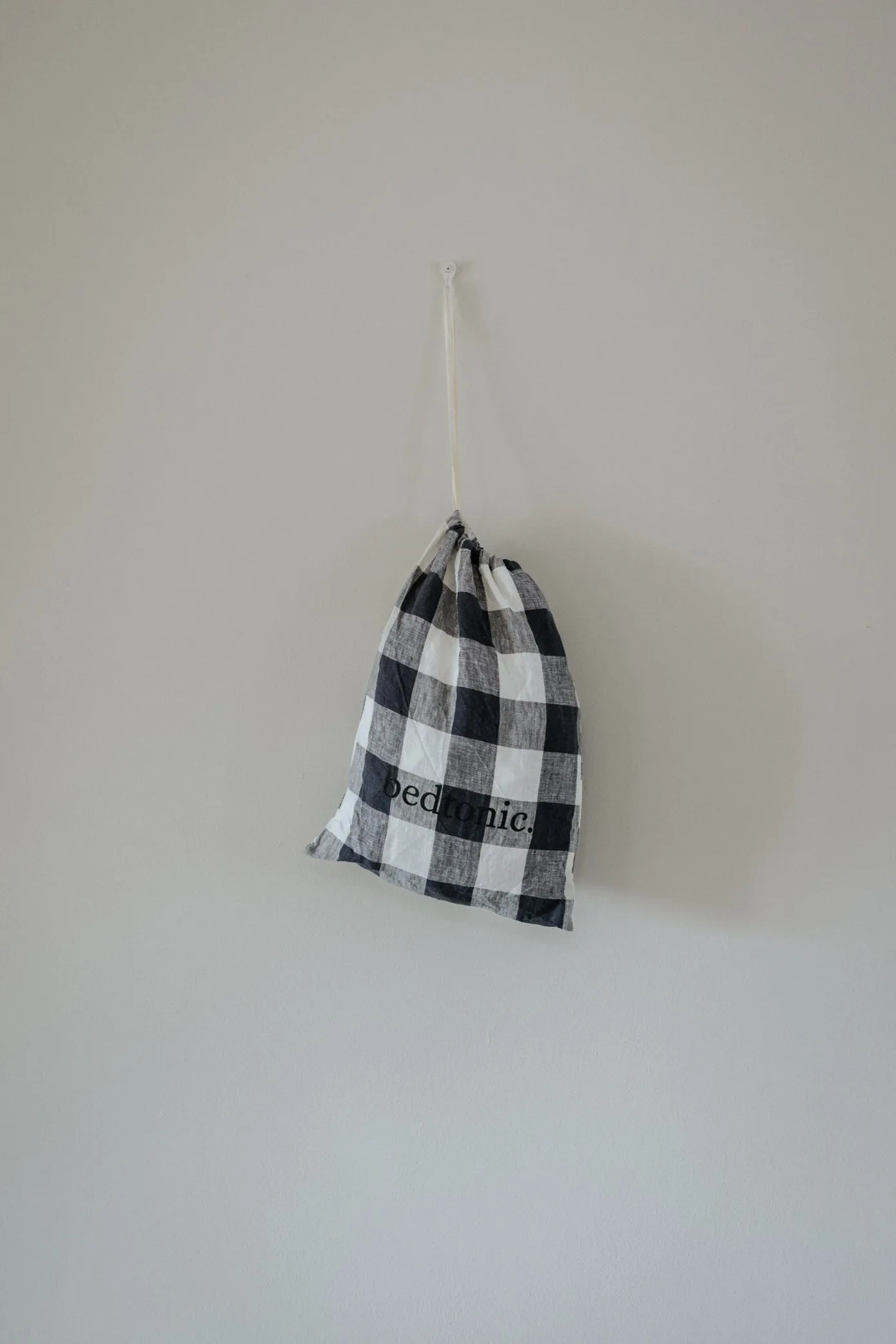 EUROPEAN FLAX LINEN FITTED SHEET - INDIGO BUFFALO CHECK