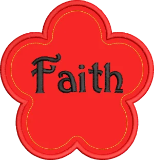 Faith Flower Religious Machine Applique Embroidery Design