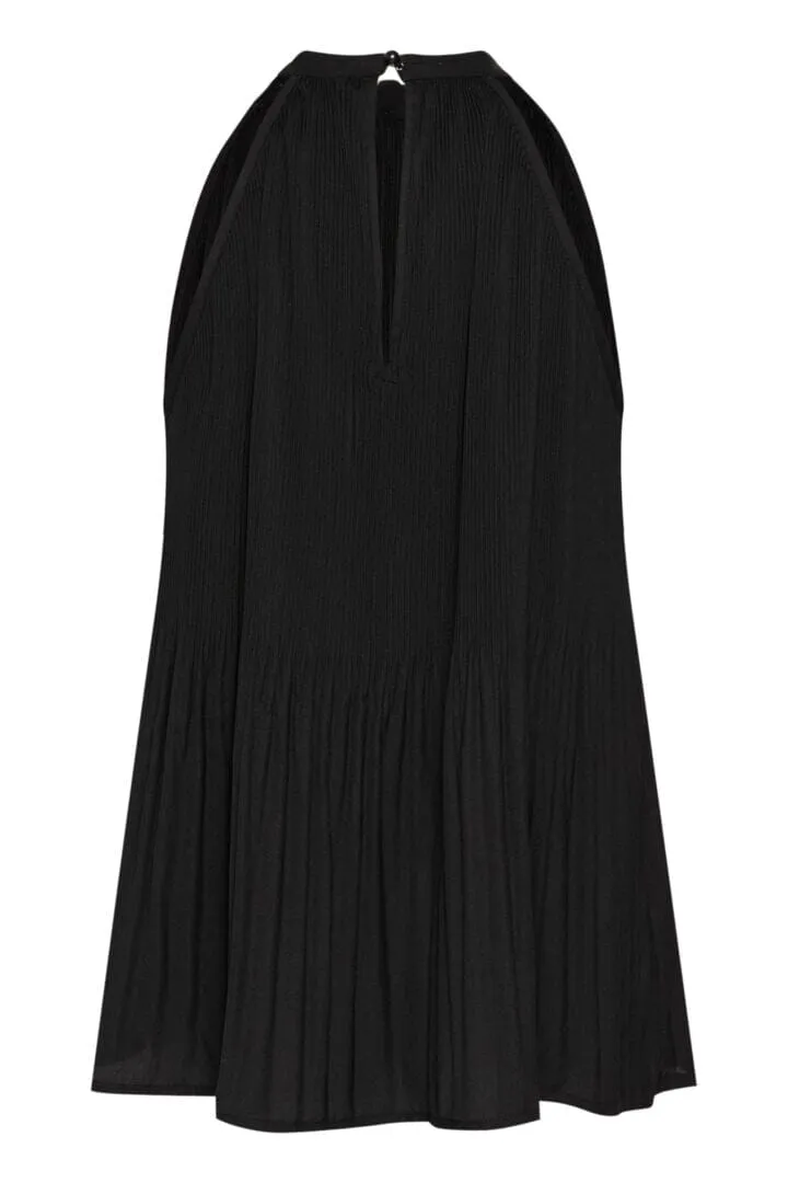 FLORAL HALTER NECK BLACK TOP