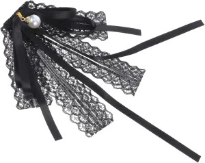 FRCOLOR 1Pc Elegant Black Bow Tie Collar Pin for Women Versatile Ribbon Bowknot Accessory for Blouses Dresses and Shirts present for