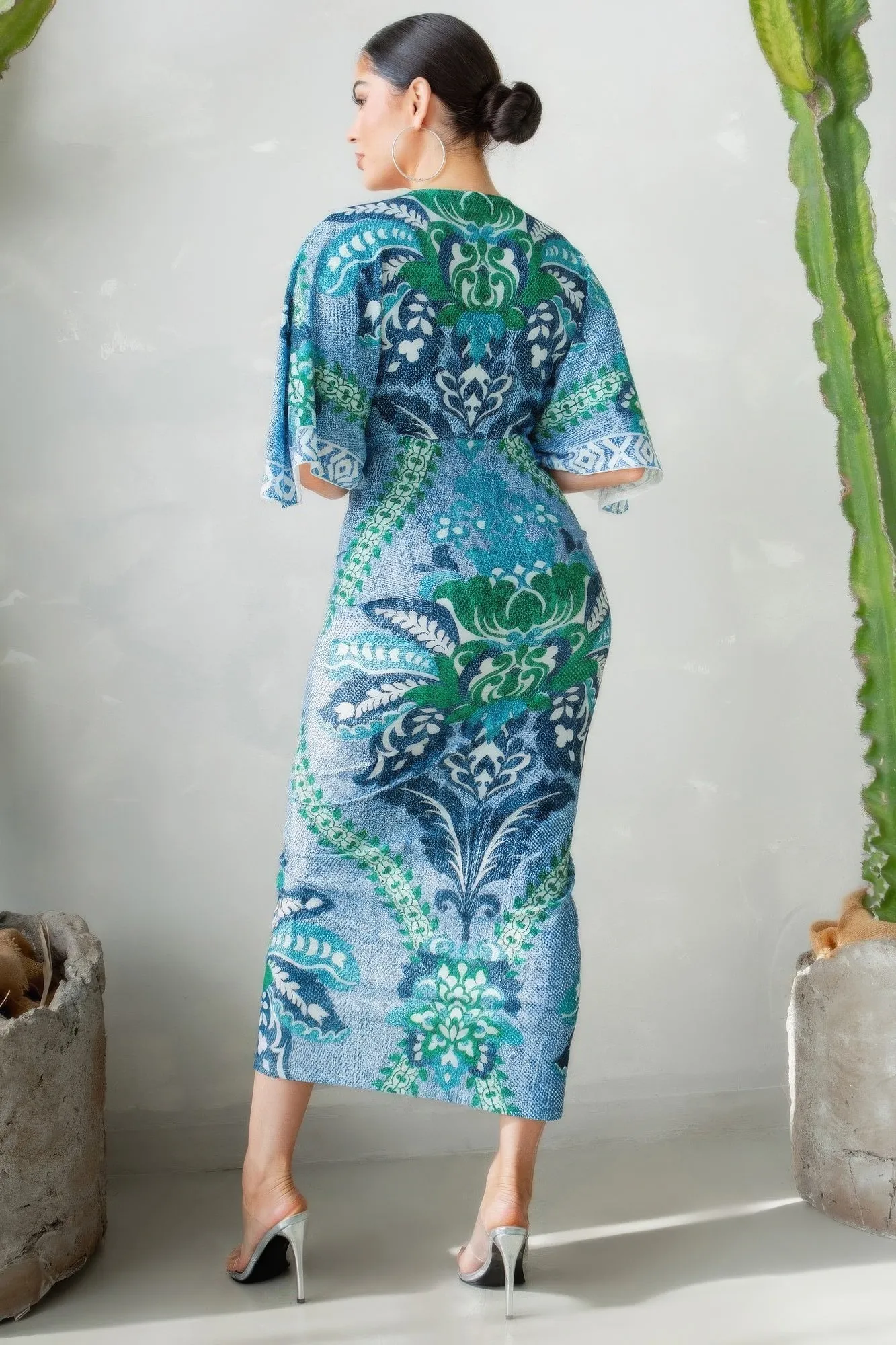 Front Ruched V-Neck Dress