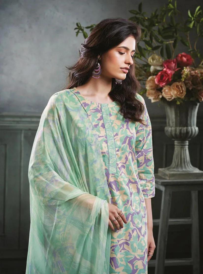 Ganga Unstitched Pure Cotton Suit Dress Material for Women