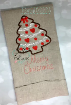 Gingerbread Christmas Tree Machine Applique Embroidery design -4 sizes