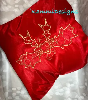 Golden Reindeer and Holly Christmas Design